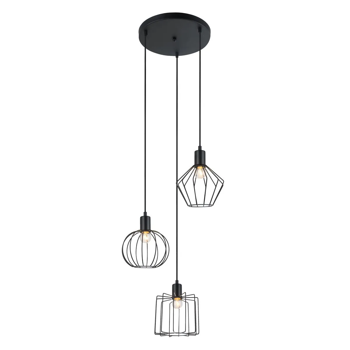 Gervais, loftowa lampa wisząca, czarna, E27, MDM-3345-3 BK